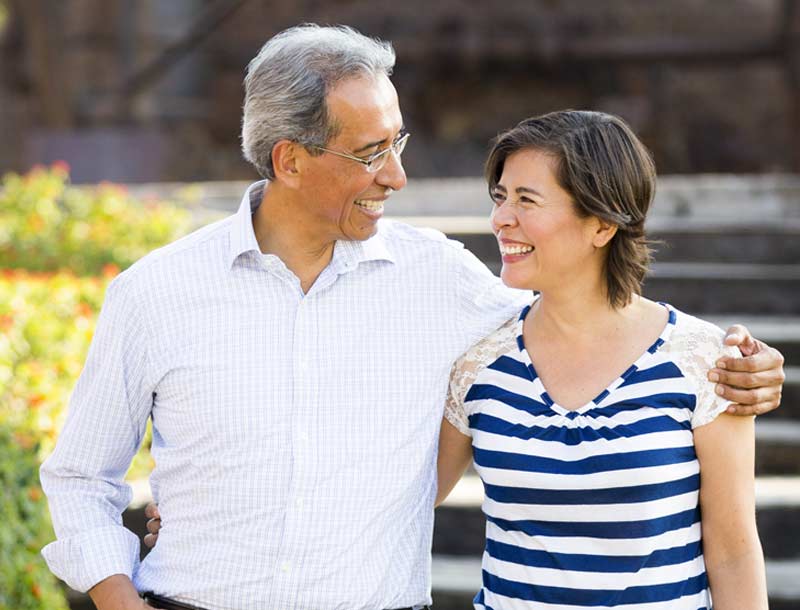 Couple smiling at each other