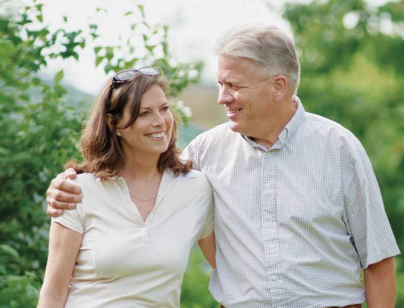 Couple smiling